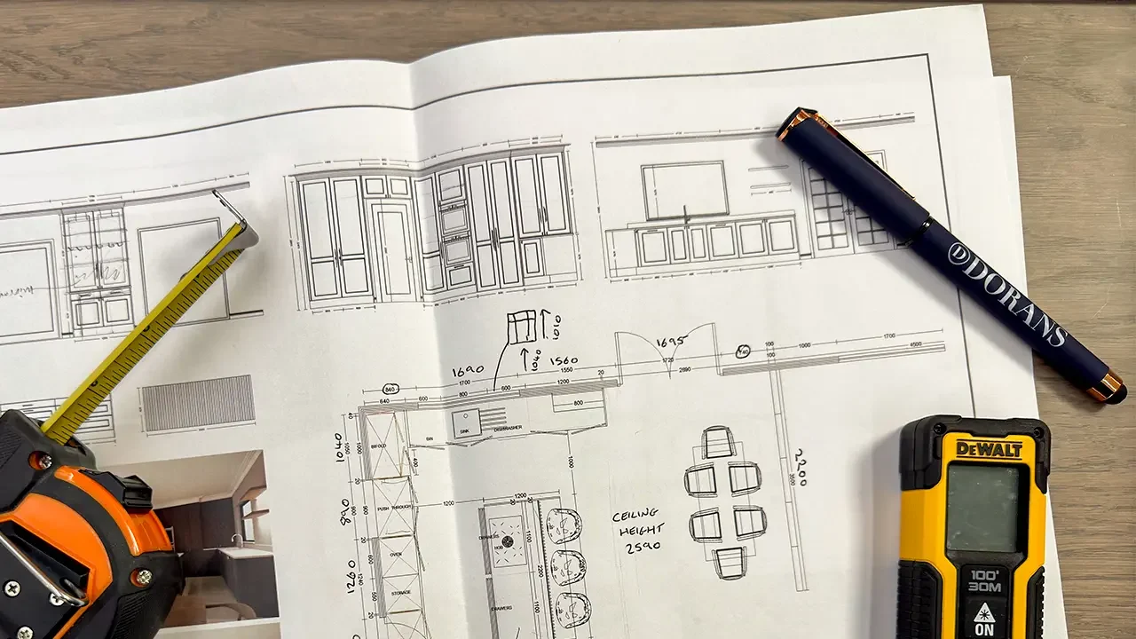 kitchen-and-home-site-survey-of-plans Tape Measure, Laser Measure and First Survey Plans of Kitchen Project